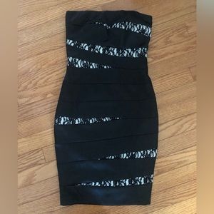B. Darlin size 0 black strapless dress with black lacing embellishments